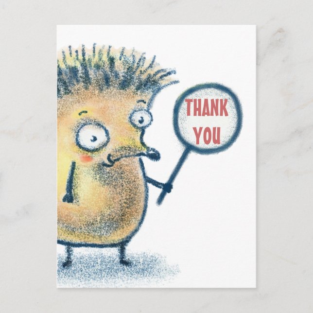 Hedgehog Illustration Kids Thank You Postcard (Front)