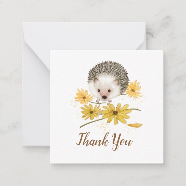 Hedgehog Illustration Thank You Note Cards (Front)