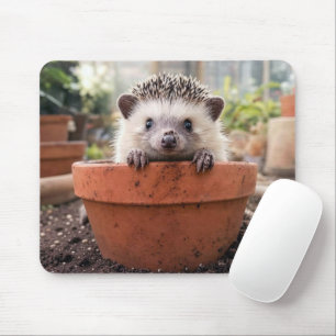 Hedgehog in a Clay Flower Pot Mouse Mat