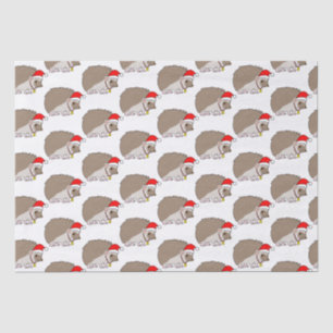 Hedgehog in a Santa Hat at Christmas Tissue Paper