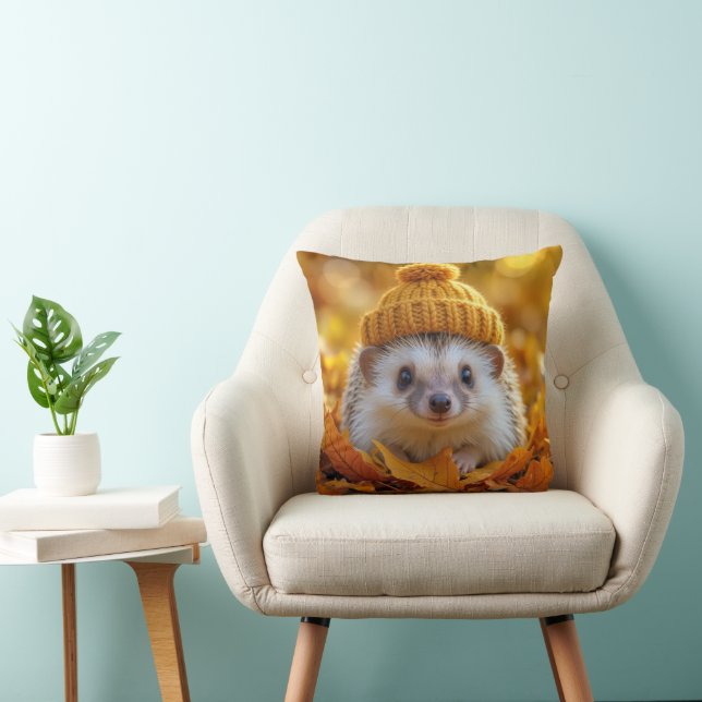 Hedgehog In Autumn Leaves Cushion (Chair)