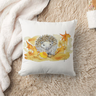 Hedgehog In Fall Leaves Cushion
