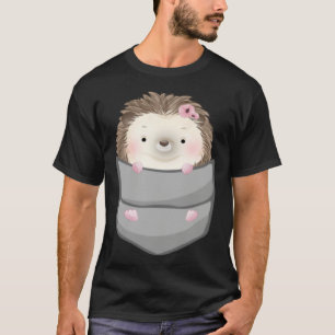 Hedgehog in Pocket Women Girl Cute Hedgehog Pet He T-Shirt