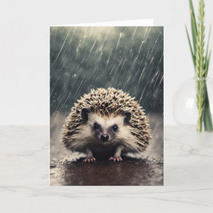 Hedgehog In The Rain Card