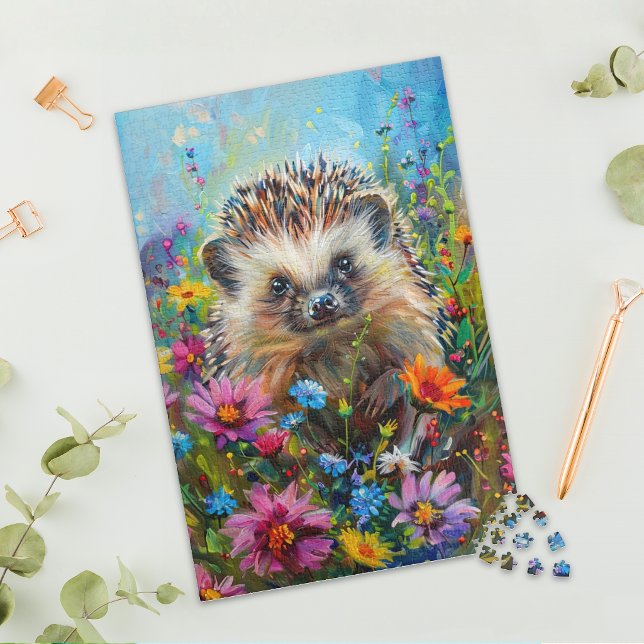 Hedgehog in Wildflower Field Jigsaw Puzzle (Creator Uploaded)
