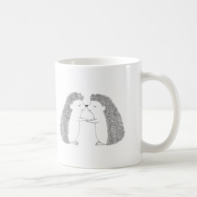 Hedgehog Ink Drawing Cute Hedgehog Friends Love Coffee Mug (Right)