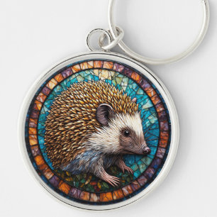 Hedgehog Intricate Stained Glass Art Key Ring