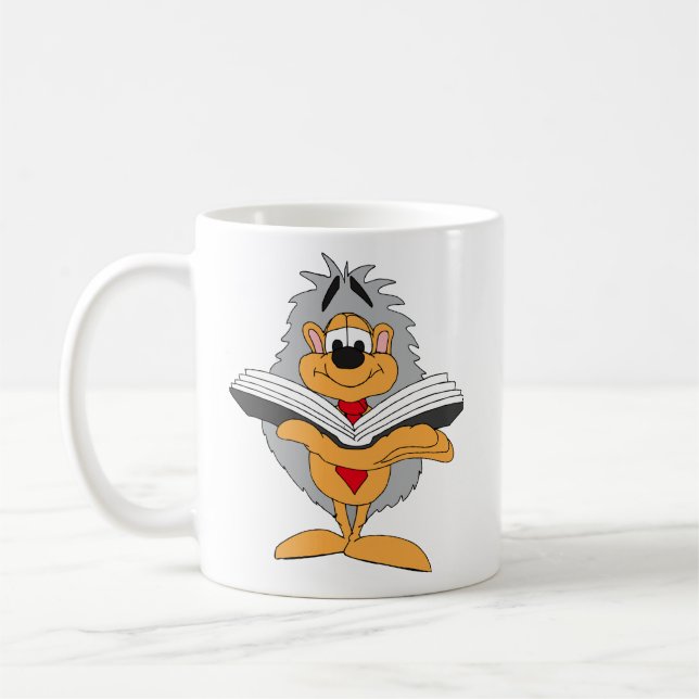 hedgehog is reading a book coffee mug (Left)
