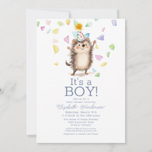 Hedgehog It's A Boy Baby Shower Invitation