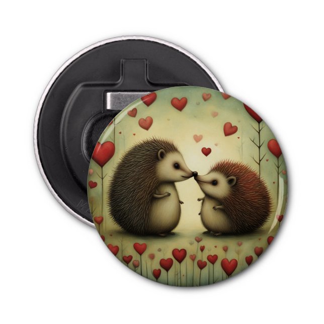 Hedgehog Love 1 Bottle Opener (Front)