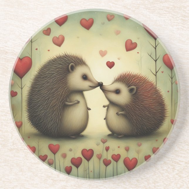 Hedgehog Love 1 Coaster (Front)