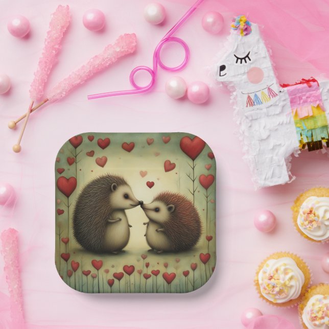 Hedgehog Love 1 Paper Plate (Party)