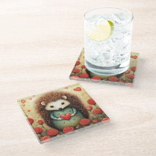 Hedgehog Love 2 Glass Coaster