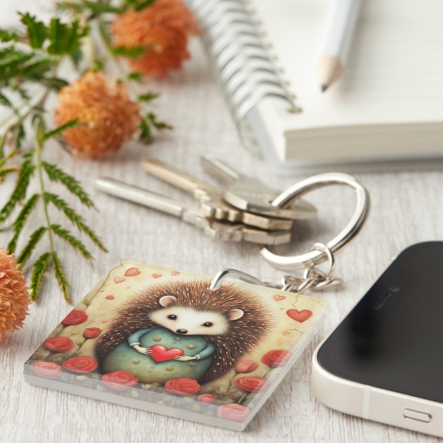 Hedgehog Love 2 Key Ring (Front Right)
