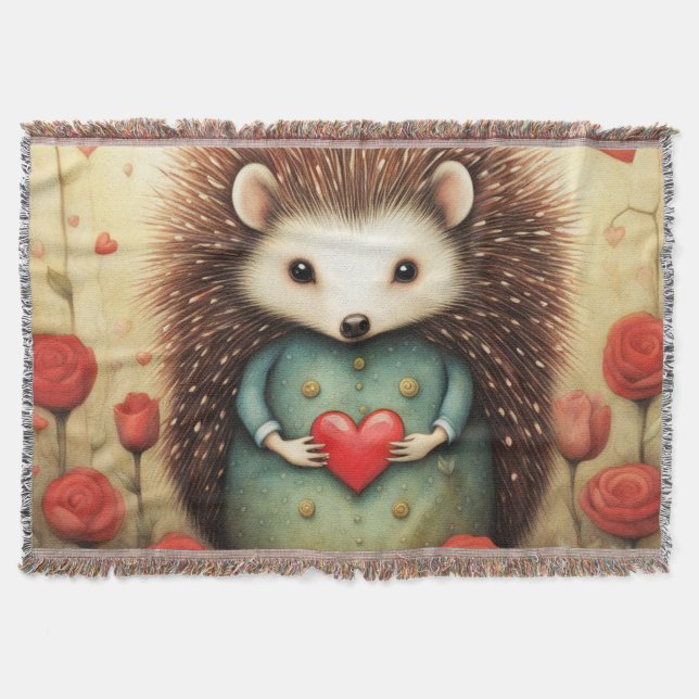 Hedgehog Love 2 Throw Blanket (Front)