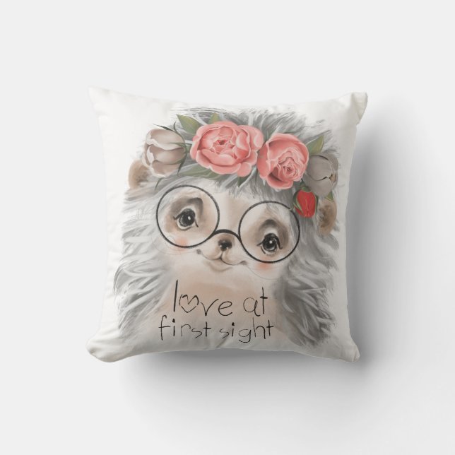 Hedgehog Love at First Sight  Cushion (Front)