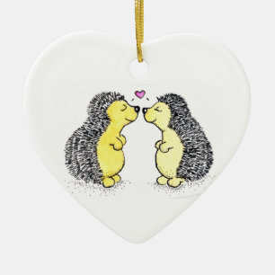 Hedgehog Love Ceramic Tree Decoration
