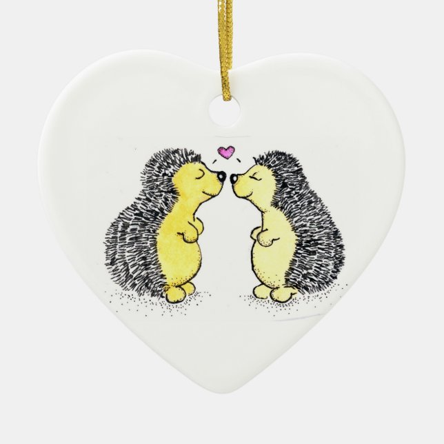 Hedgehog Love Ceramic Tree Decoration (Front)