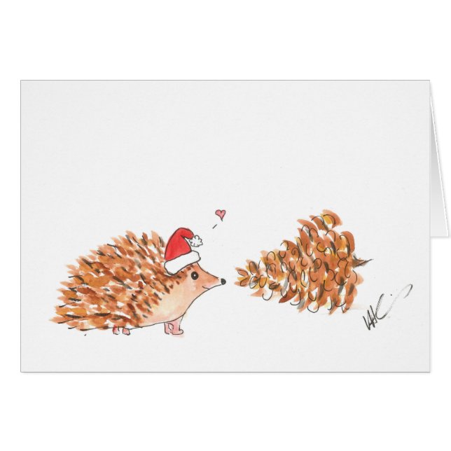 Hedgehog Love Christmas Card (Front Horizontal)