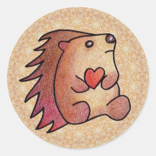 Hedgehog Love! Classic Round Sticker