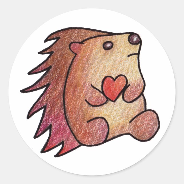 Hedgehog Love! Classic Round Sticker (Front)