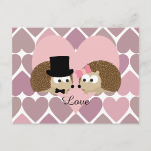 Hedgehog Love with Hearts Postcard
