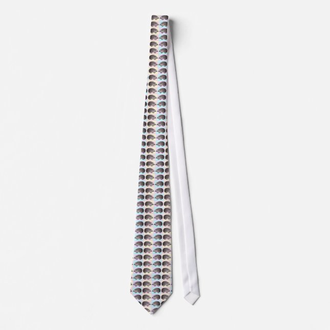 Hedgehog Lover's Tie - Pink Aqua Yellow Background (Front)