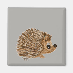 Hedgehog magnet, brown cute make own pun magnet