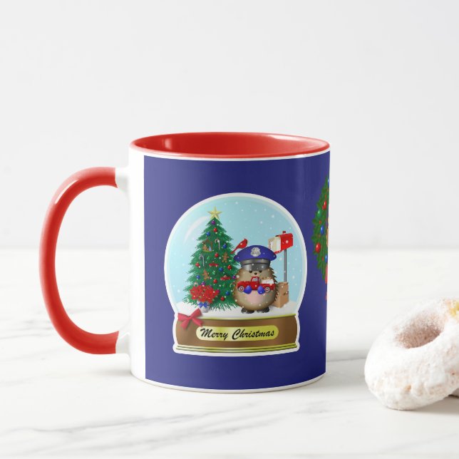 Hedgehog Mail Carrier Snow Globe Mug (With Donut)
