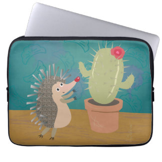 Hedgehog Meets Cactus Laptop Sleeve