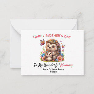 Hedgehog Mother's Day Card For a special Mum
