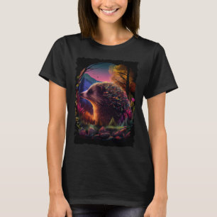 Hedgehog mountains sunset retro 70s vintage 1 T-Shirt