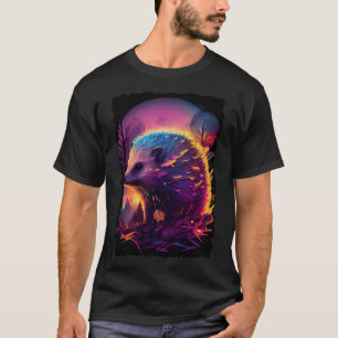 Hedgehog mountains sunset retro 70s vintage 2 T-Shirt