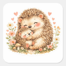 Hedgehog Mum Watercolor Art