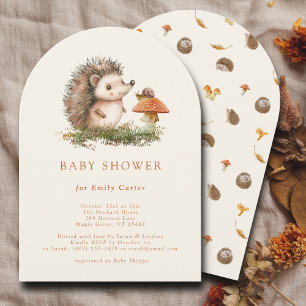 Hedgehog Mushroom Woodland Fall Gender Neutral Invitation