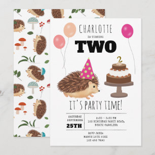 Hedgehog Mushroom Woodland Forest Funny Birthday Invitation