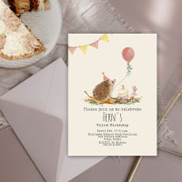 Hedgehog Mushrooms Pink Balloon Forest Birthday