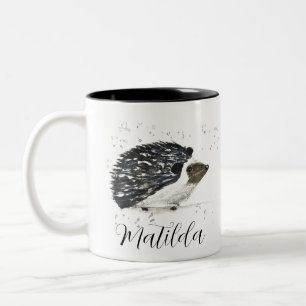 Hedgehog Painting Illustration Wildlife Pet Wild Two-Tone Coffee Mug