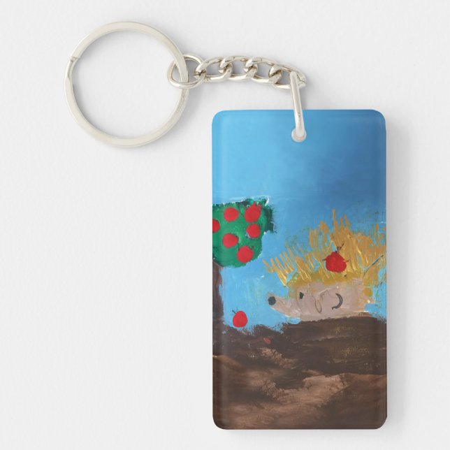 Hedgehog Painting Key Ring (Front)