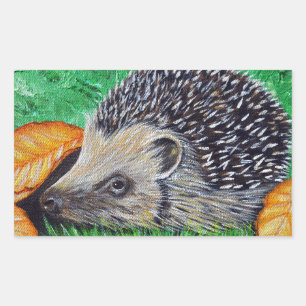 Hedgehog Painting Rectangular Sticker