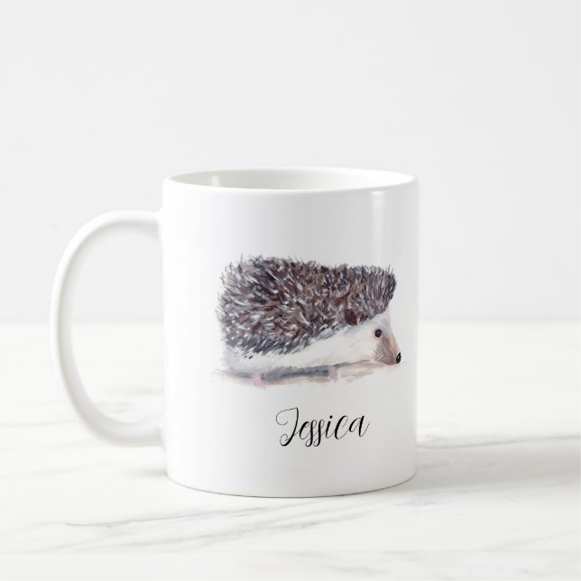 Hedgehog Painting Watercolor Wildlife Animal Coffee Mug (Left)