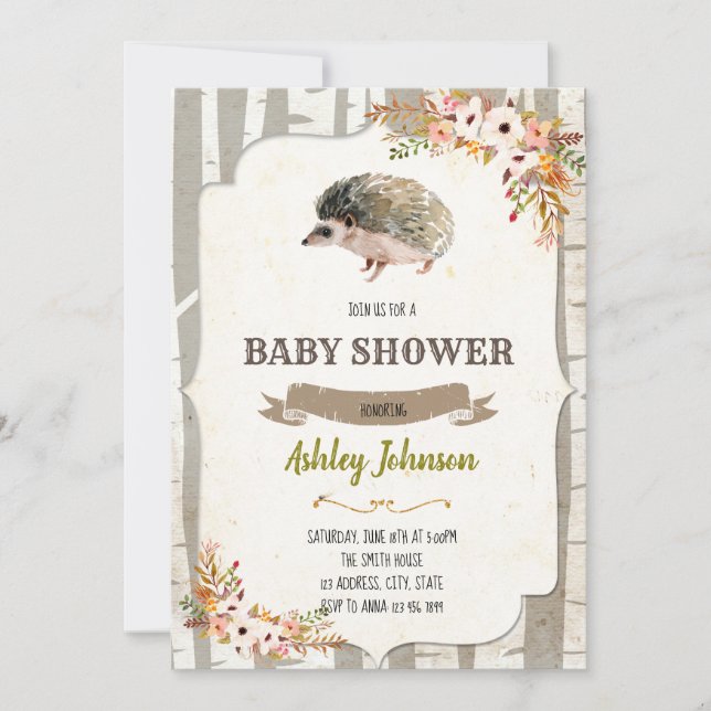 Hedgehog party invitation (Front)