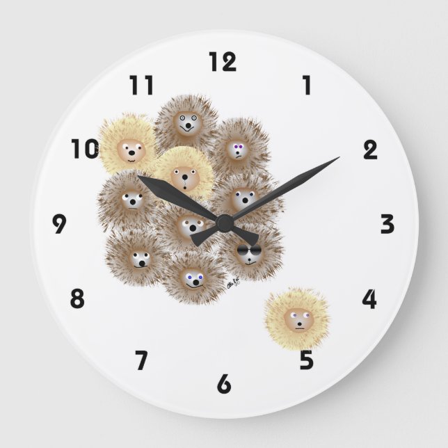 Hedgehog Party Large Clock (Front)