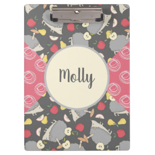 Hedgehog pattern personalised clipboard