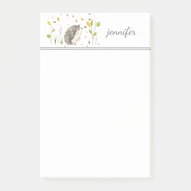 Hedgehog Personalise Post-it® Notes (Front)