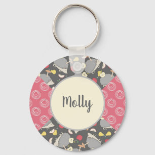 Hedgehog Pink Pattern Key Ring