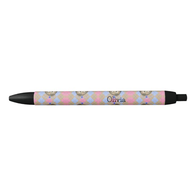 Hedgehog Plaid  Black Ink Pen (Front)