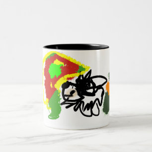 Hedgehog playing autumn Two-Tone coffee mug