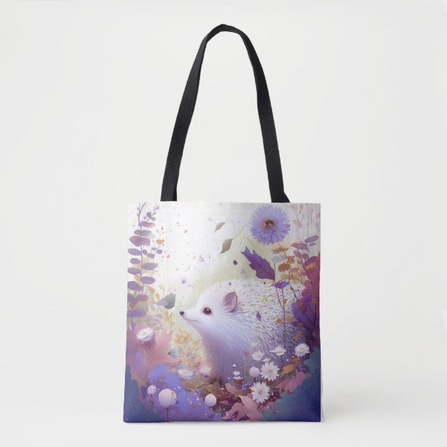 Hedgehog Portrait Animal Painting Wildlife Forest Tote Bag (Front)