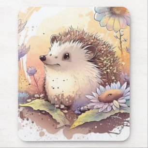 Hedgehog Portrait Animal Painting Wildlife Outdoor Mouse Mat